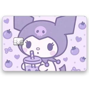 💚2/$20 Sanrio Kuromi Drinking Boba Tea Credit Card Skin Sticker